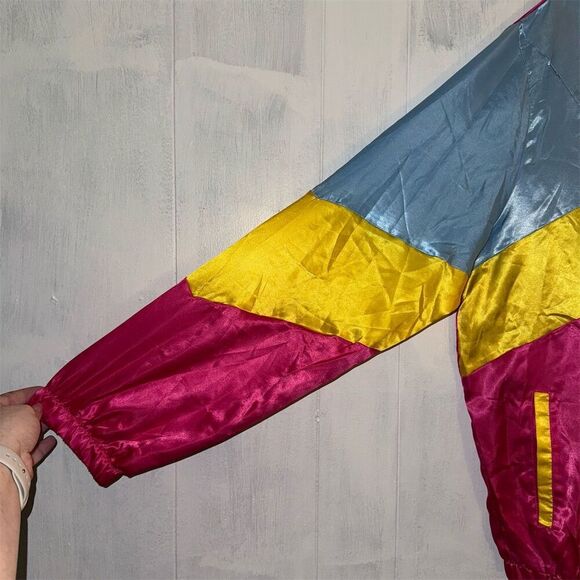 80s Color Block Windbreaker Jacket 3XL Multicolor Unisex - Picture 3 of 5